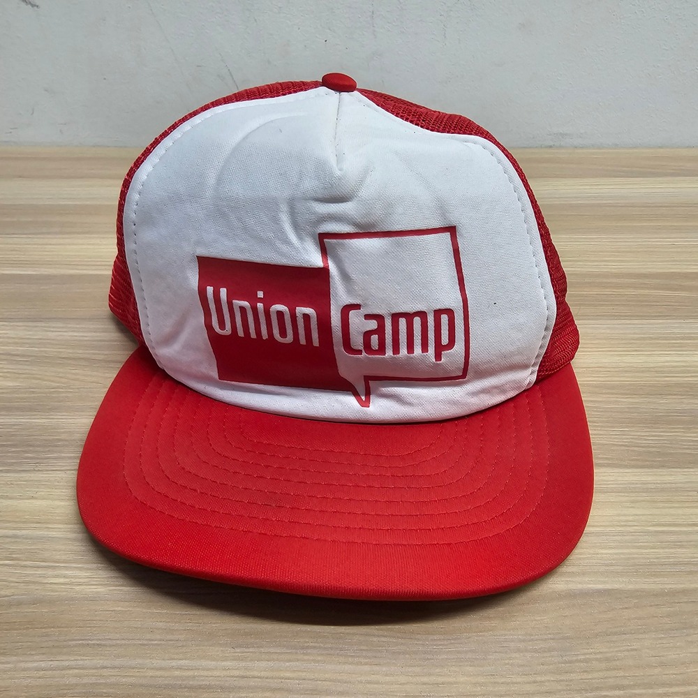 VTG Union Camp Mesh Snapback Hat Cap Large Red White‎ Trucker SPORTCAP Speedway
